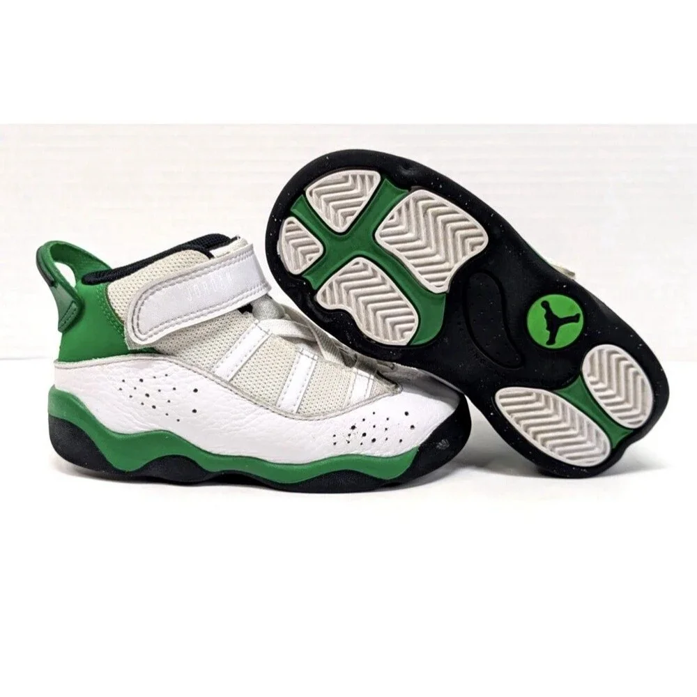 Nike Jordan 6 Rings Toddler White/Green 323420-131 Size 7C Lucky Green